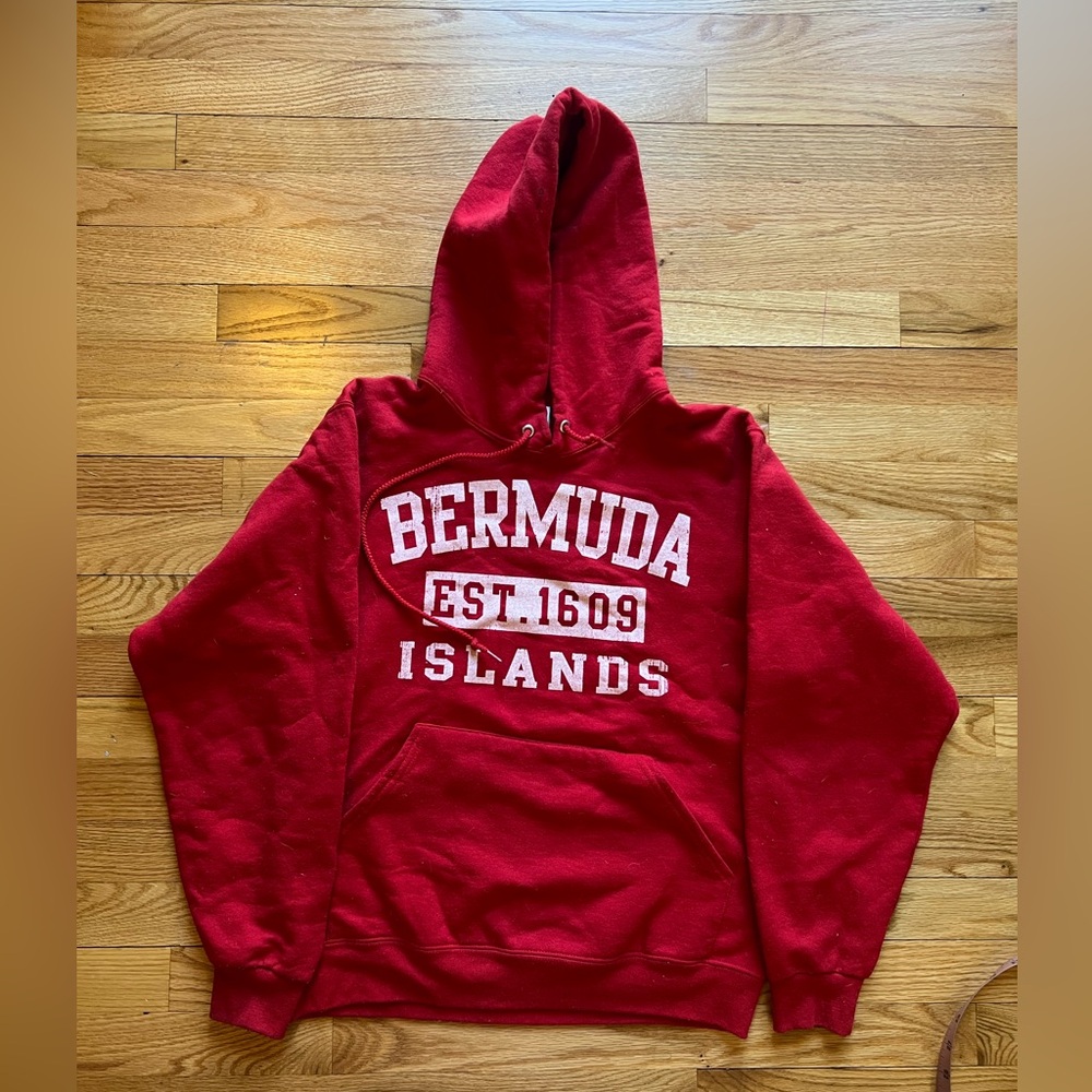 Vintage Jerzees Bermuda Red Hoodie Logo Sweatshirt